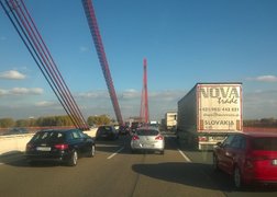 96. w drodze do Goch po przedmiot przeprowadzki - most na Renie i niestety jak to bywa w transporcie korek